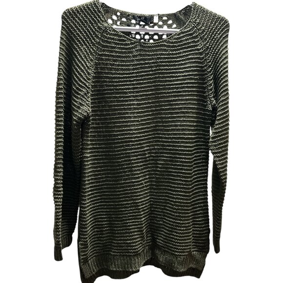 H&M Crochet Rib Knit Sweater Women's Size Small Olive Green Pullover Boho - Picture 1 of 2